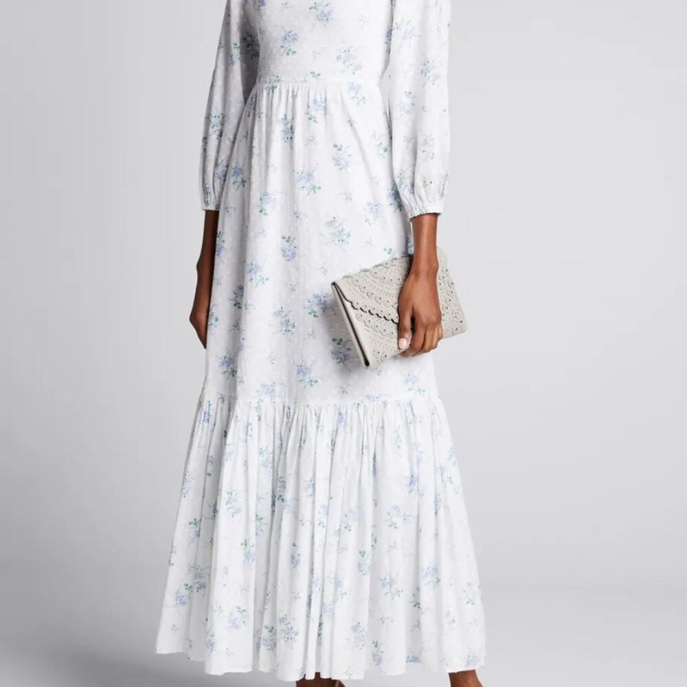 Love Shack Fancy Colby Textured Dot Floral Maxi (sz 8)